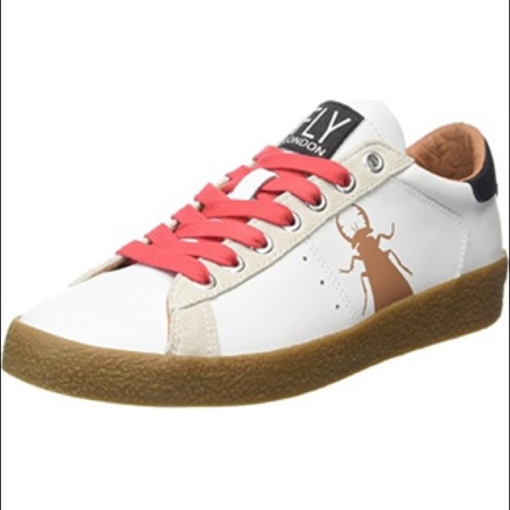 Fly London White and Red Sneakers